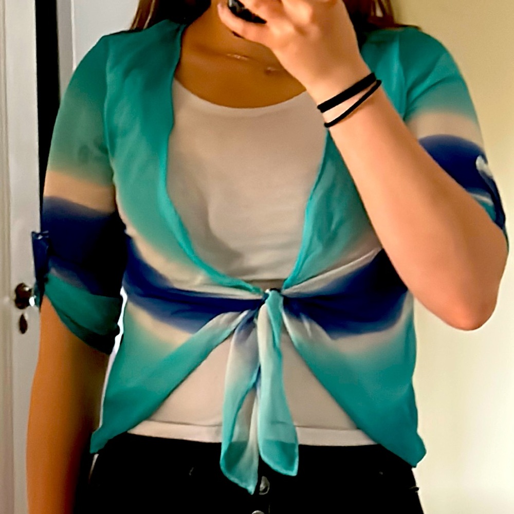 BCX Girls silk blouse with attached white tank top